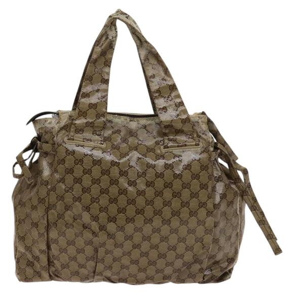 GUCCI GG Crystal Hand Bag Coated Canvas Beige Gold - Picture 3 of 12